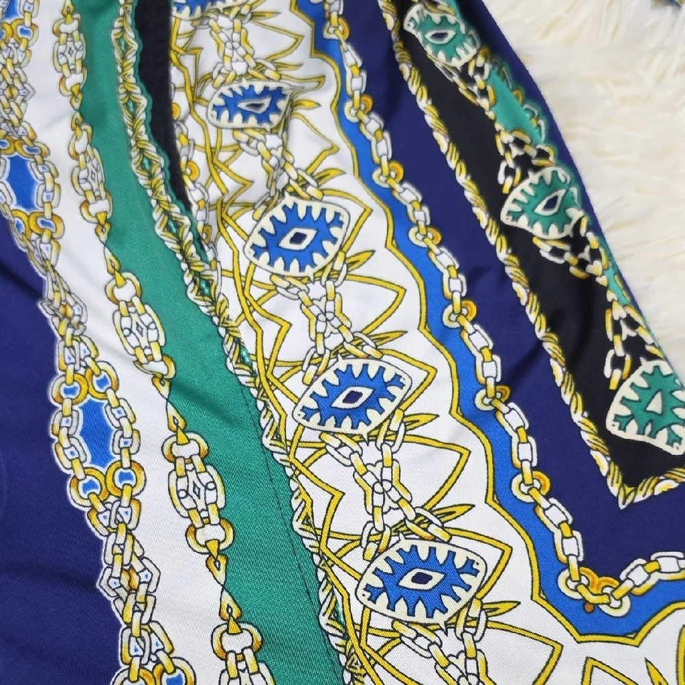 Cache Blue and Green Patterned Button Down Shirt - image 7